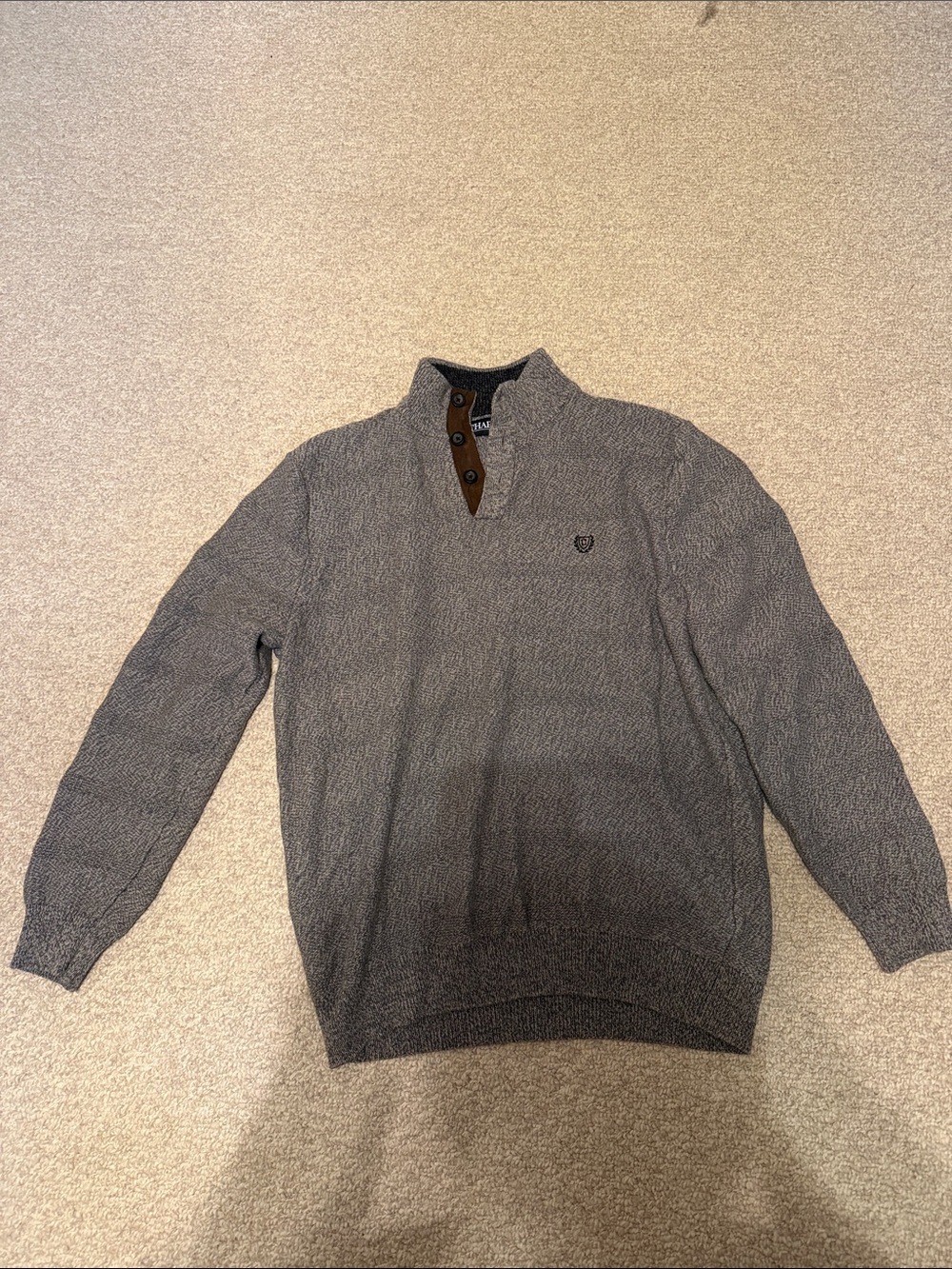 Chaps Men's Gray Zip-Up Quarter Placket Sweater